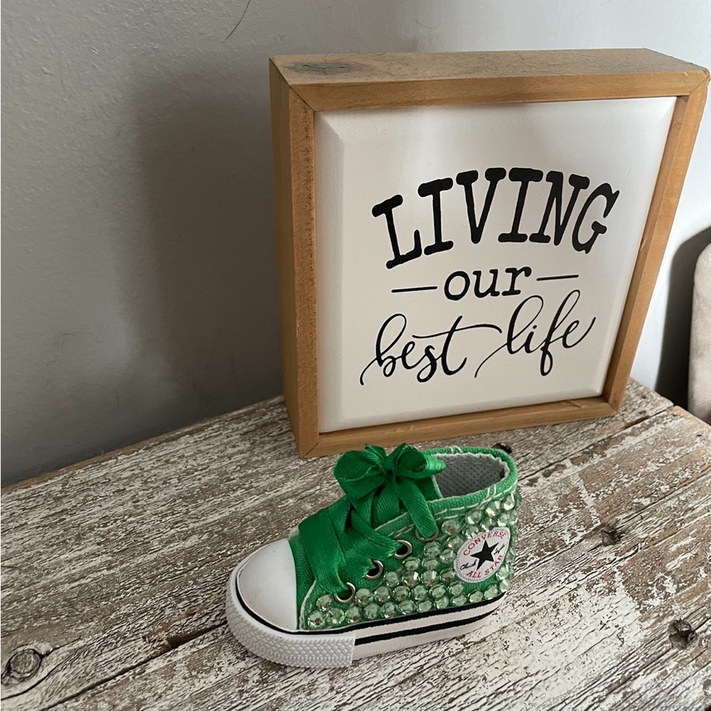 Green Blinged Out Converse shoe Keychain